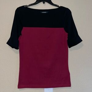 NWT Ralph Lauren Stretch Cotton Blend Boat Neck Short Rolled Sleeve Shirt M